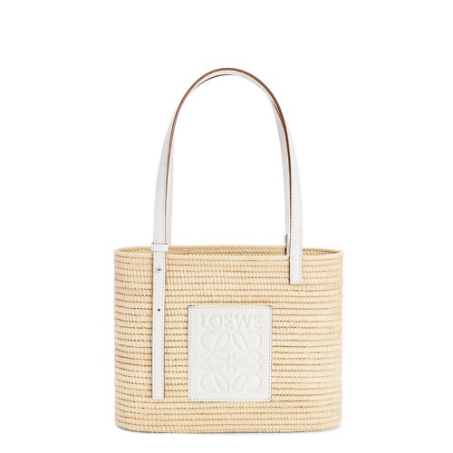 商品Loewe|【包税】预定2-3周 LOEWE/罗意威 21春夏新款Square Basket系列 小号自然色白色拉菲草编织配皮方形手提篮子包0010562270,价格¥4954,第5张图片详细描述