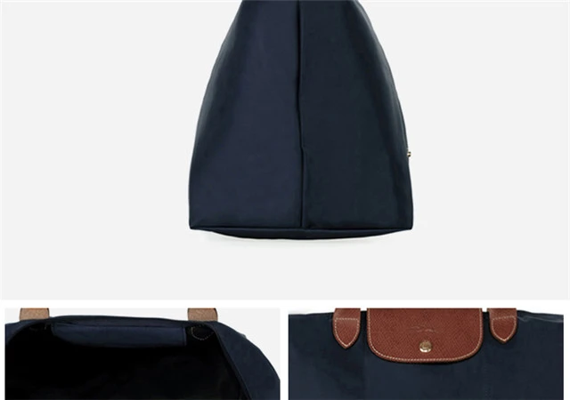 商品Longchamp|Longchamp 珑骧 海军蓝织物LePliage女士中号手提包 1623089556,价格¥584,第4张图片详细描述