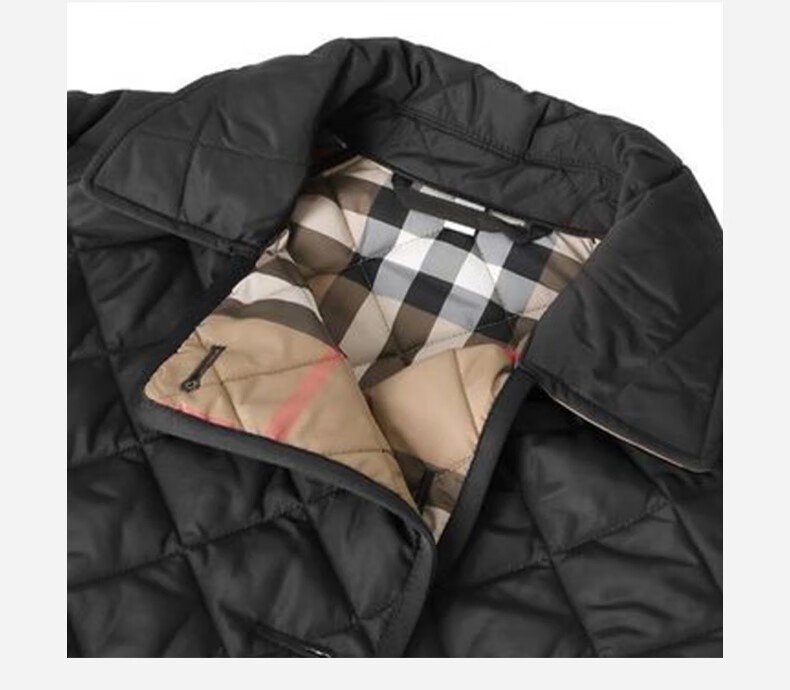 商品Burberry|BURBERRY博柏利 女士黑色聚酯字母印花翻领双排扣棉服,价格¥3158,第7张图片详细描述