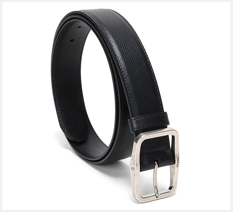 商品[国内直发] Prada|Prada 普拉达 男士黑色皮革复古简约时尚腰带 2CS013-2FAD-F0002,价格¥2609,第6张图片详细描述
