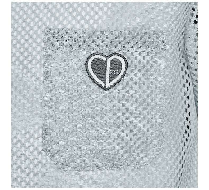 商品Dior|DIOR 男士灰色网眼布CD心形贴饰短袖衬衫 213C517-A5491-C800,价格¥4010,第8张图片详细描述