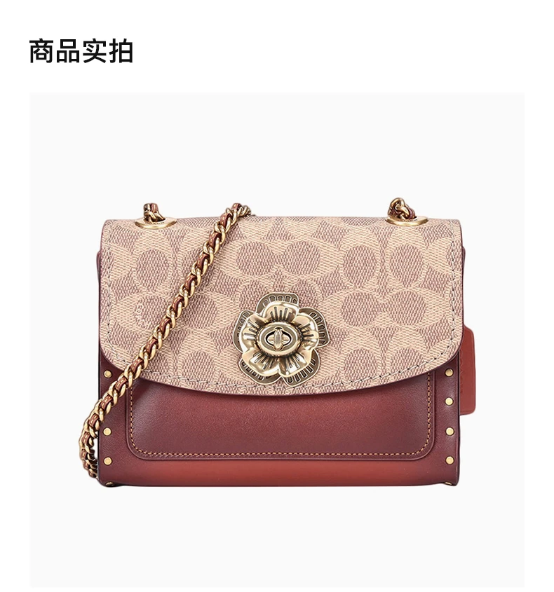 商品Coach|Coach(专柜) 蔻驰 Parker系列牛皮革铆钉山茶花链条女士斜挎包 30592B4RU,价格¥1883,第2张图片详细描述