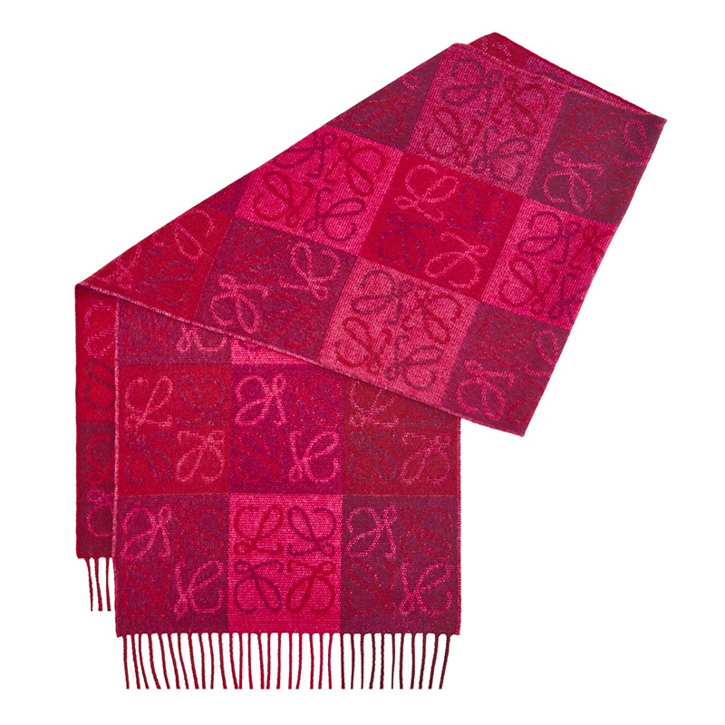 商品Loewe|LOEWE/罗意威23新款 男女红色羊毛和羊绒棋盘格围巾,价格¥2962,第3张图片详细描述