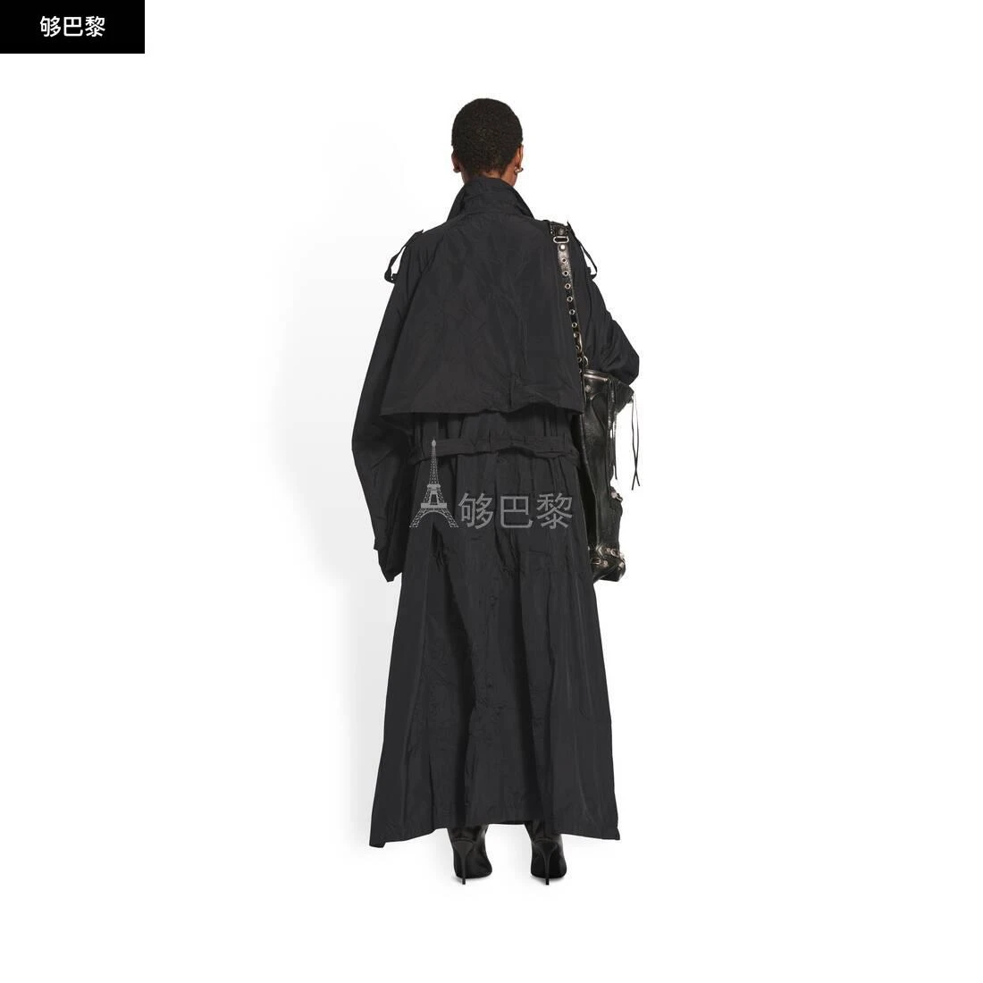 商品Balenciaga|包邮包税【预售7天发货】 BALENCIAGA巴黎世家 23秋冬 女士 风衣 Packable Trench in Black 720148TMO051000,价格¥22803,第6张图片详细描述