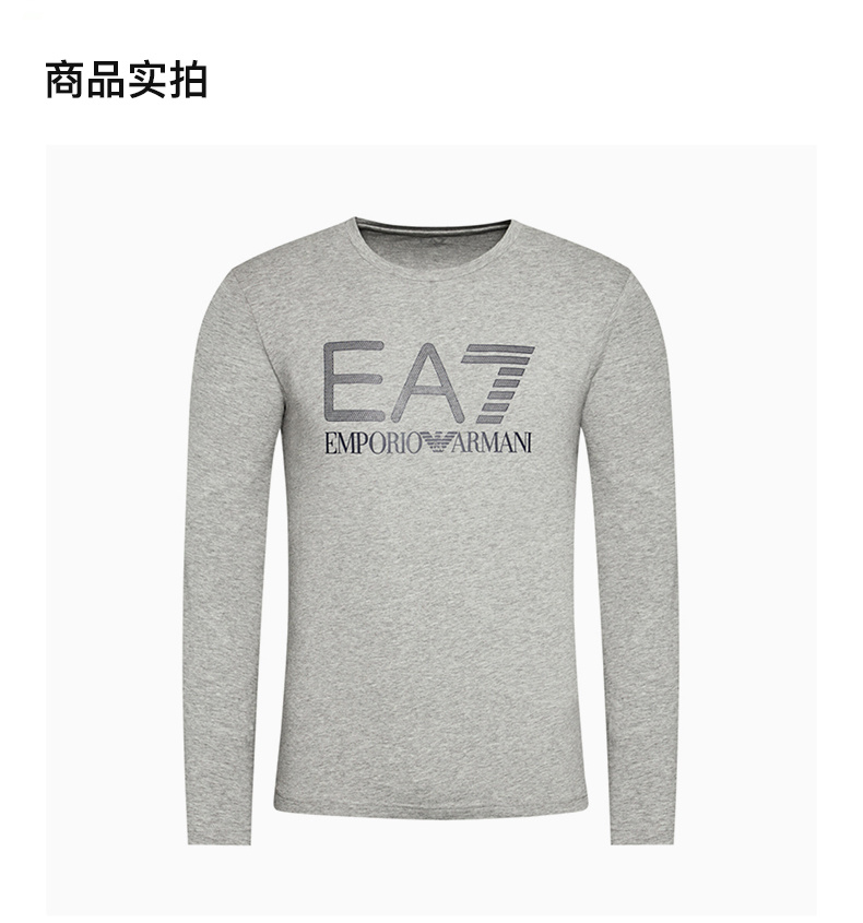 商品Emporio Armani|EMPORIO ARMANI 男士灰色棉质长袖T恤 3KPT64-PJ03Z-3905,价格¥485,第6张图片详细描述