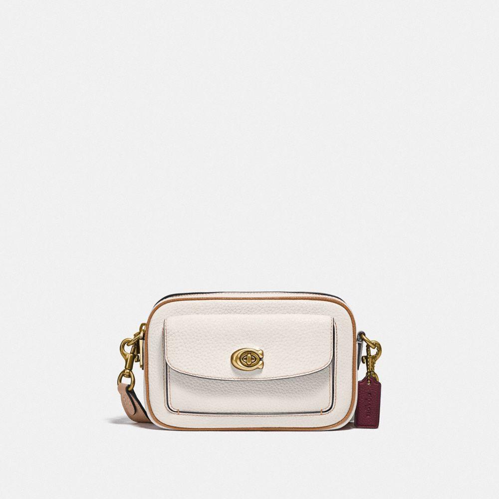 商品[国内直发] Coach|蔻驰女包奢侈品包包WILLOW白色拼色皮质相机包小方包双拉链单肩斜挎包节日生日礼物送女友C0695 B4CAH,价格¥812,第11张图片详细描述