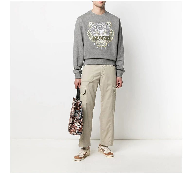 商品Kenzo|KENZO 男士灰色虎头圆领卫衣 FB55SW1104XA-95,价格¥1295,第7张图片详细描述