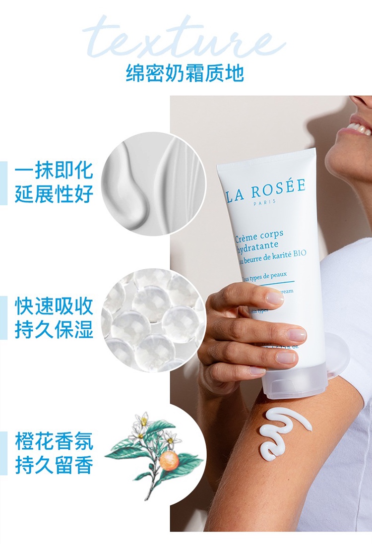 商品La Rosee|La Rosee莱洛诗去鸡皮身体乳200ml 滋润香体,价格¥191,第7张图片详细描述