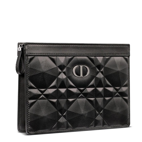 商品Dior|【包税】DIOR/迪奥 DIOR CARO系列 女士黑色菱形压印小牛皮银扣配可拆卸银链拉链开合单肩斜挎手拿钱包S5106BNEM_M900,��价格¥13938,第5张图片详细描述