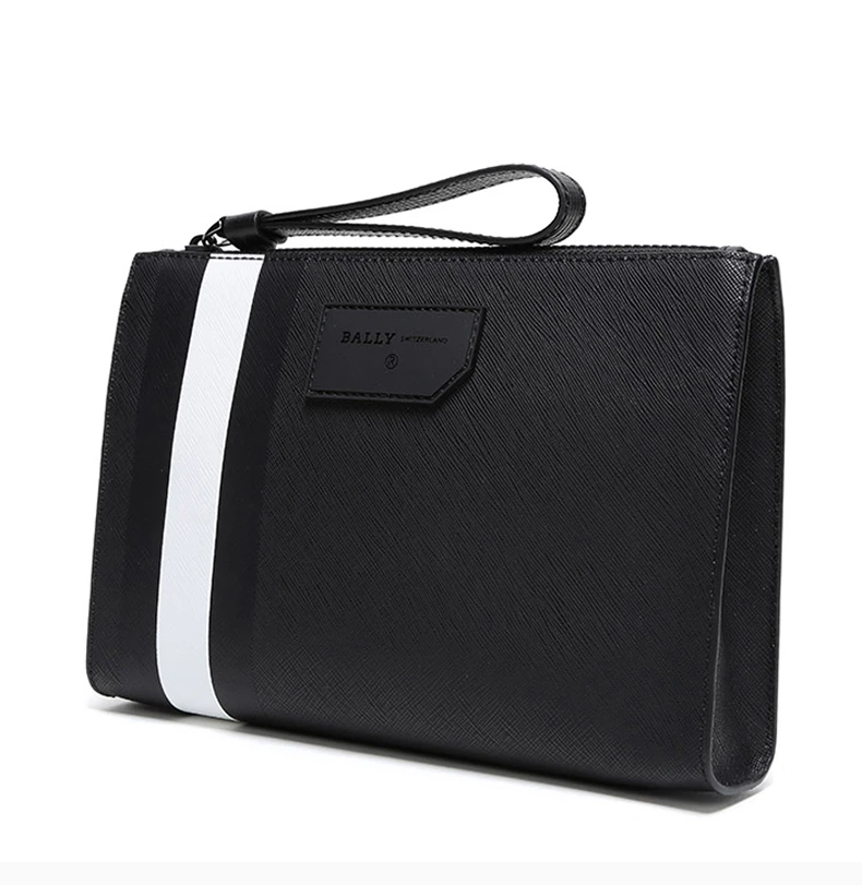 商品Bally|Bally 巴利 男士黑色格纹装饰手拿包 6224070,价格¥2058,第4张图片详细描述