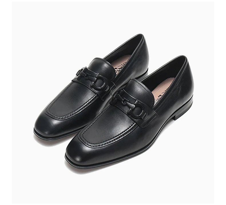 商品Salvatore Ferragamo|SALVATORE FERRAGAMO 男士黑色ASTEN系列牛皮革商务休闲单鞋 0705673,价格¥2255,第6张图片详细描述