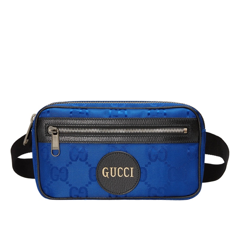 商品Gucci|GUCCI/古驰 经典款Off The Grid系列 男士黑色/蓝色再生尼龙拼皮暗纹老花腰包,价格¥6830,第11张图片详细描述