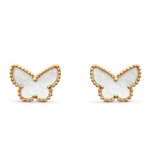 商品Van Cleef & Arpels| Van Cleef & Arpels/梵克雅宝 经典Sweet Alhambra papillon系列 白珍珠母贝黄金蝴蝶形状耳钉VCARN5JM00,价格¥20536,第3张图片详细描述