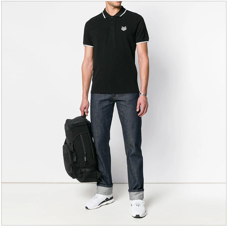商品Kenzo|Kenzo 高田贤三 男士黑色纯棉虎头图案短袖POLO衫 F005PO0014BA-99,价格¥943,第8张图片详细描述