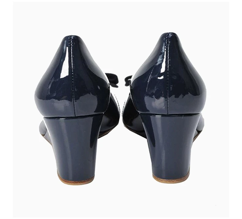 商品Salvatore Ferragamo|SALVATORE FERRAGAMO 深蓝色女士坡跟鞋 0539742,价格¥2774,第9张图片详细描述