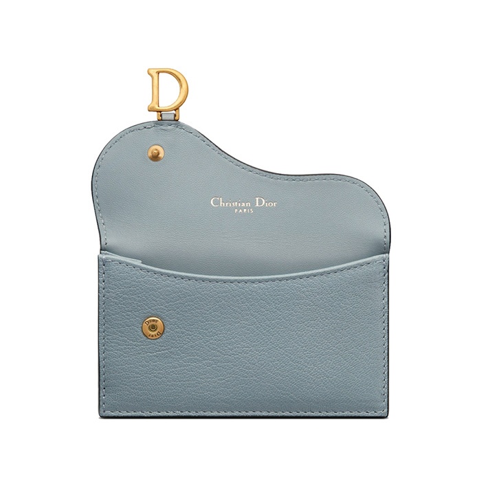 商品Dior|DIOR/迪奥 经典款SADDLE系列 女士云蓝色山羊皮金扣翻盖开合钱包零钱包卡夹S5692CCEH_M81B,价格¥3405,第3张图片详细描述