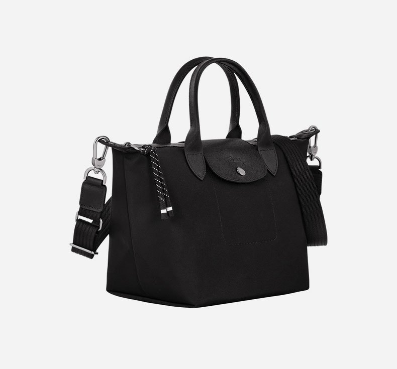 商品Longchamp|【现货速发】LONGCHAMP/珑骧 女士黑色帆布银色五金按扣拉链开合可调节肩带可斜挎小号手提包,价格¥1993,第25张图片详细描述