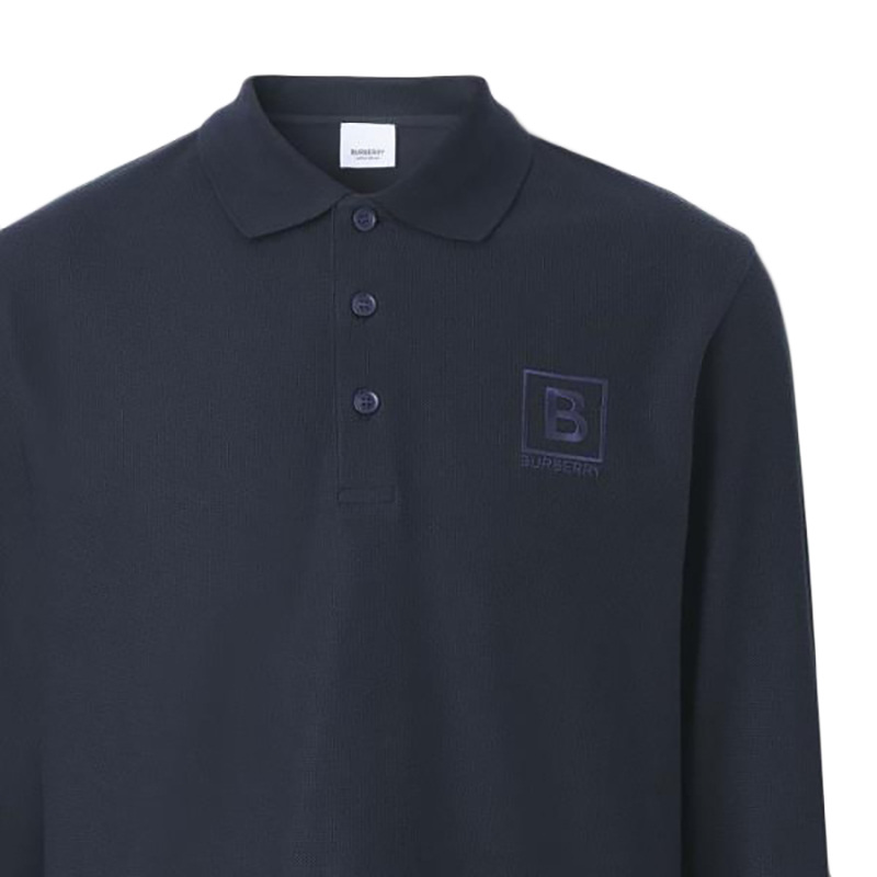 商品Burberry|【现货】博柏利 男士棉质徽标长袖Polo衫80530631（三色）,价格¥1390,第3张图片详细描述