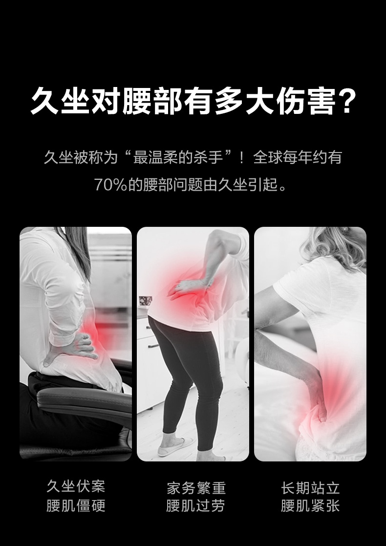商品[国内直发] SKG|SKG腰部按摩器K3暖腹热敷舒缓腰背部酸胀按摩仪护腰椎带,价格¥361,第16张图片详细描述