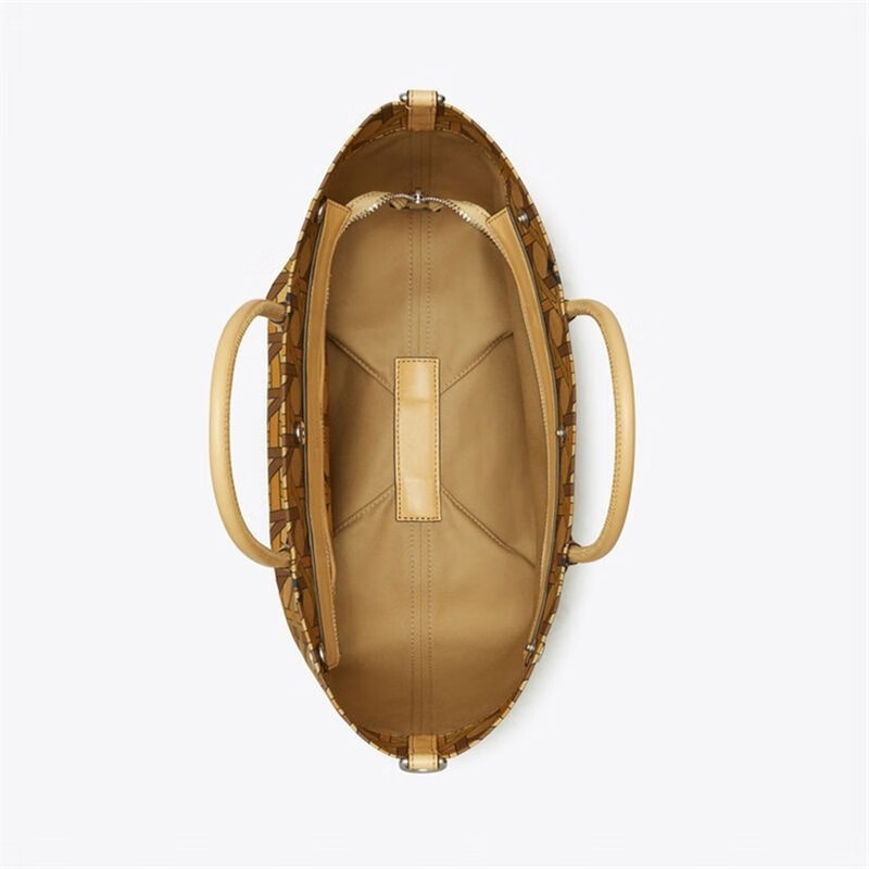 商品[国内直发] Tory Burch|汤丽柏琦TB女包奢侈品19几何图形象牙白帆布配皮小号Tote购物袋单肩斜挎托特包 146547-100,价格¥2362,第14张图片详细描述