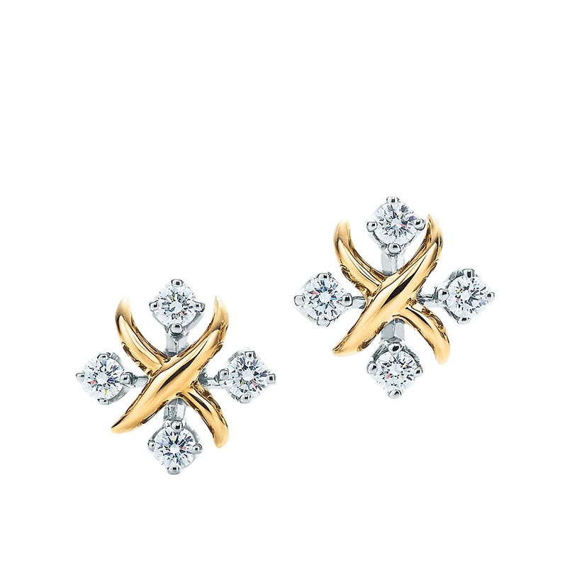 商品Tiffany & Co.|  Tiffany & Co./蒂芙尼 22春夏新款Schlumberger系列 18K金黄金和铂金950镶嵌圆形钻石ynn耳环10907152,价格¥37169,第2张图片详细描述