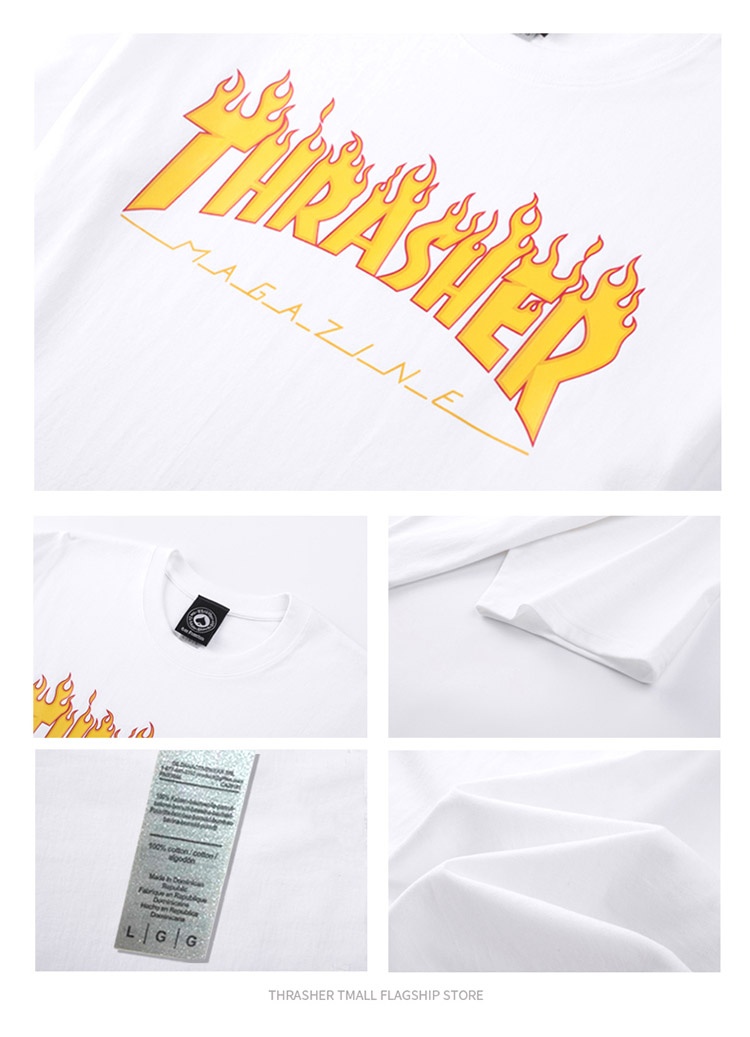 商品[国内直发] Thrasher|THRASHER 火爆款黄火焰短袖T经典印花男女同款白色 THR8038,价格¥240,第2张图片详细描述