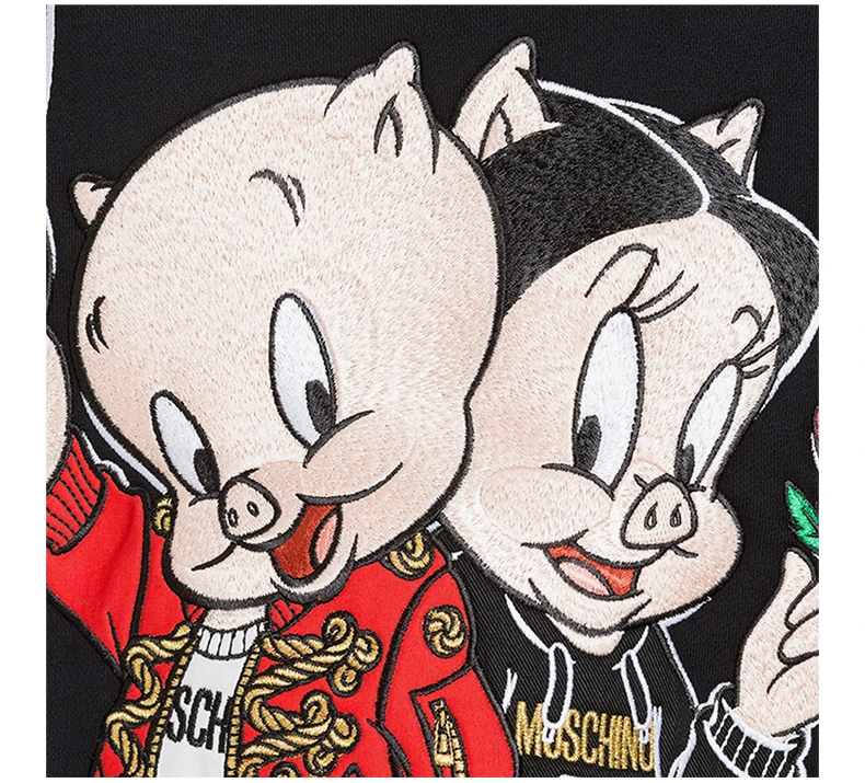 商品Moschino|Moschino 莫斯奇诺 黑色中国新年小猪卫衣 D1A1779-1027-1555,价格¥2896,第6张图片详细描述