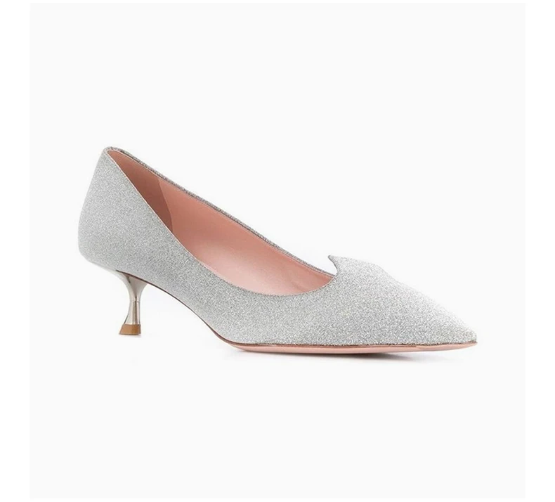 商品Roger Vivier|ROGER VIVIER 女士银色亮面高跟鞋 RVW54324540-J01-B200,价格¥4183,第5张图��片详细描述