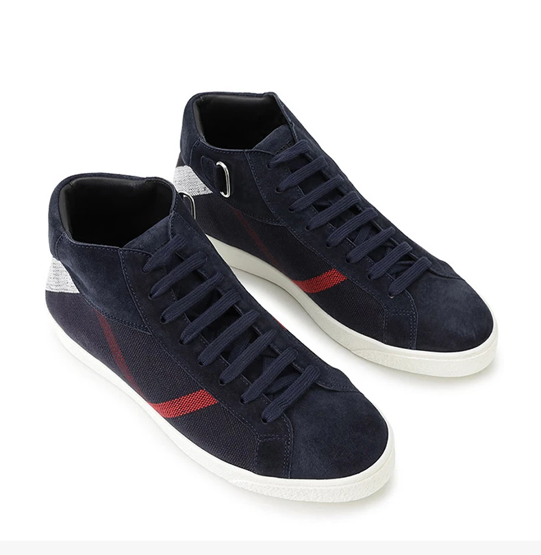 商品Burberry|BURBERRY 男士蓝色红白格纹运动鞋 3945864,价格¥2183,第5张图片详细描述