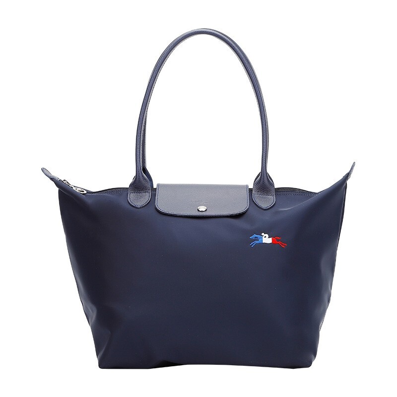 商品[国内直发] Longchamp|珑骧 LONGCHAMP女士Le Pliage系列长柄大号加厚可折叠手提单肩饺子包蓝色织物单肩包送女友L1899 HXG 006,价格¥940,第1张图片详细描述