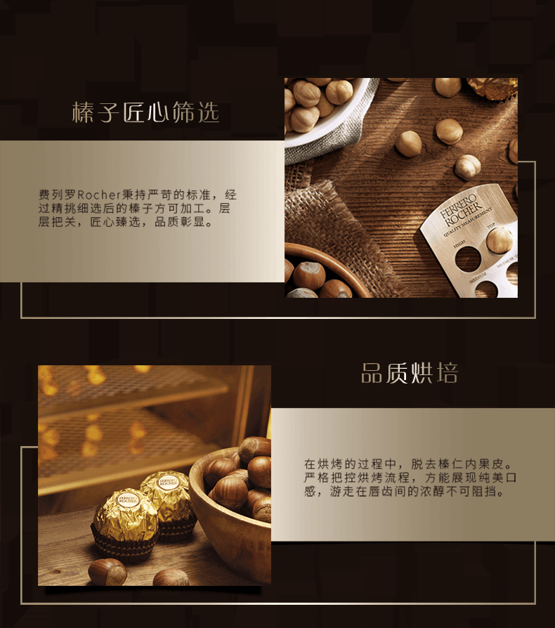 商品FERRERO ROCHER|费列罗巧克力30粒礼盒装送女友喜糖意大利进口新年货零食圣诞礼物,价格¥142,第4张图片详细描述