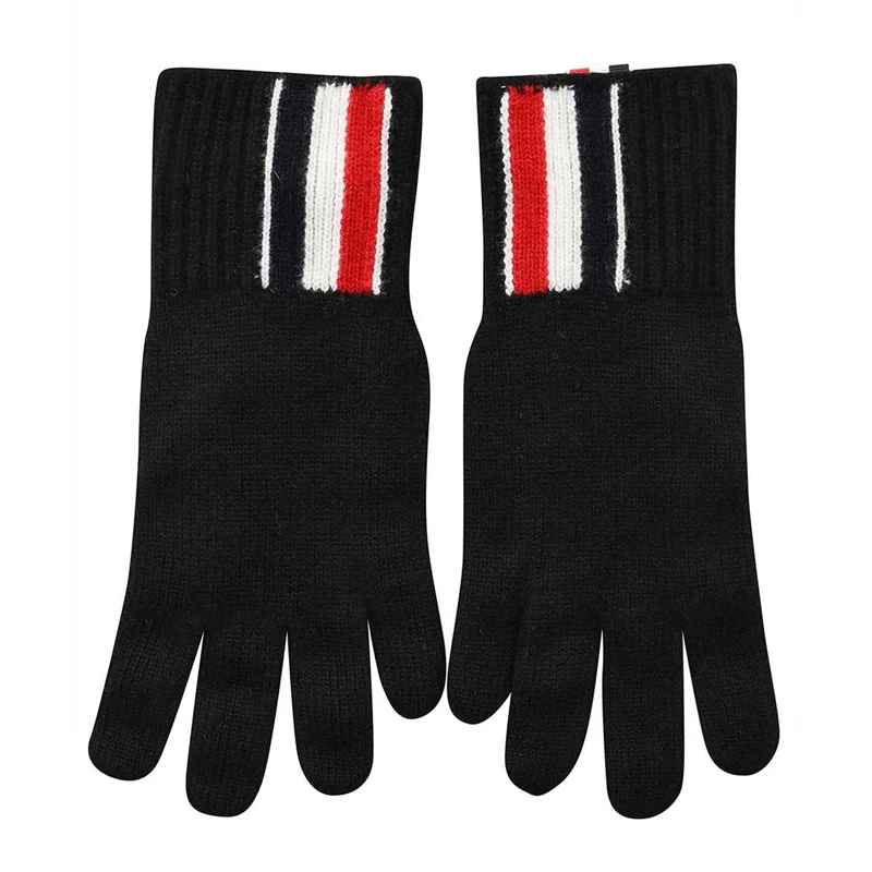 商品Thom Browne|THOM BROWNE 男士黑色羊毛针织手套 MKG011B-Y1018-001,价格¥1526,第3张图片详细描述