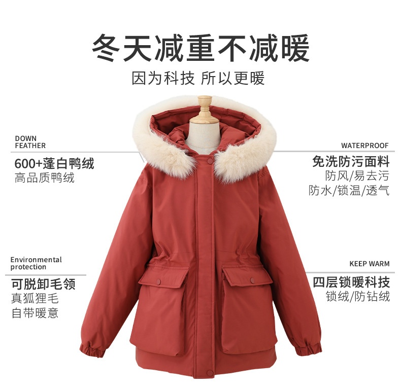 商品[国内直发] GLENVINTEN|格岚云顿英国品牌高端系列女童秋冬免洗派克服2024冬季儿童中大童洋气狐狸毛领羽绒服外��套,价格¥598,第6张图片详细描述