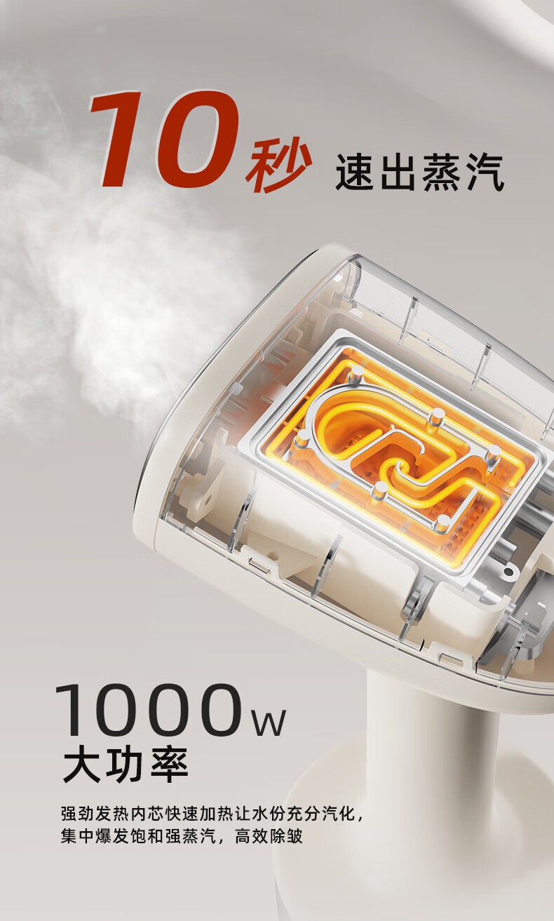 商品[国内直发] Bear|小熊（Bear）挂烫机电熨斗大功率10秒出蒸汽 清洗水箱平挂两用长续航 小熊挂烫机电熨GTJ-P10V5,价格¥212,第3张图片详细描述