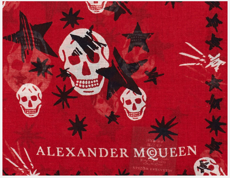 商品[国内直发] Alexander McQueen|Alexander McQueen 亚历山大·麦昆 女士红色骷髅头围巾 491351-3881Q-6472,价格¥1078,第6张图片详细描述