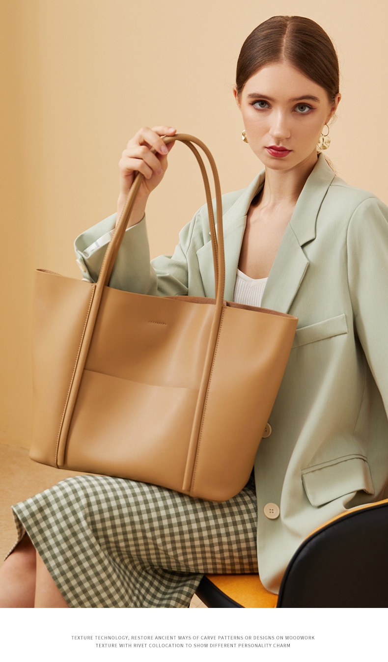 商品[国内直发] GLENVINTEN|格岚云顿2022新款真皮女包托特包夏季手提大包牛皮上班通勤单肩包女大容量,价格¥351,第1张图片详细描述