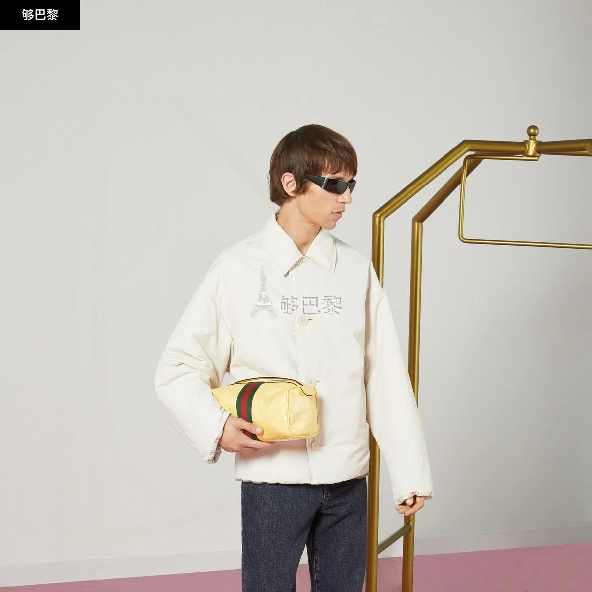 商品Gucci|包邮包税【预售7天发货】 GUCCI古驰 23秋冬 女士 收纳包 饰织带洗漱包 759689 FACIV 7041,价格¥5976,第6张图片详细描述