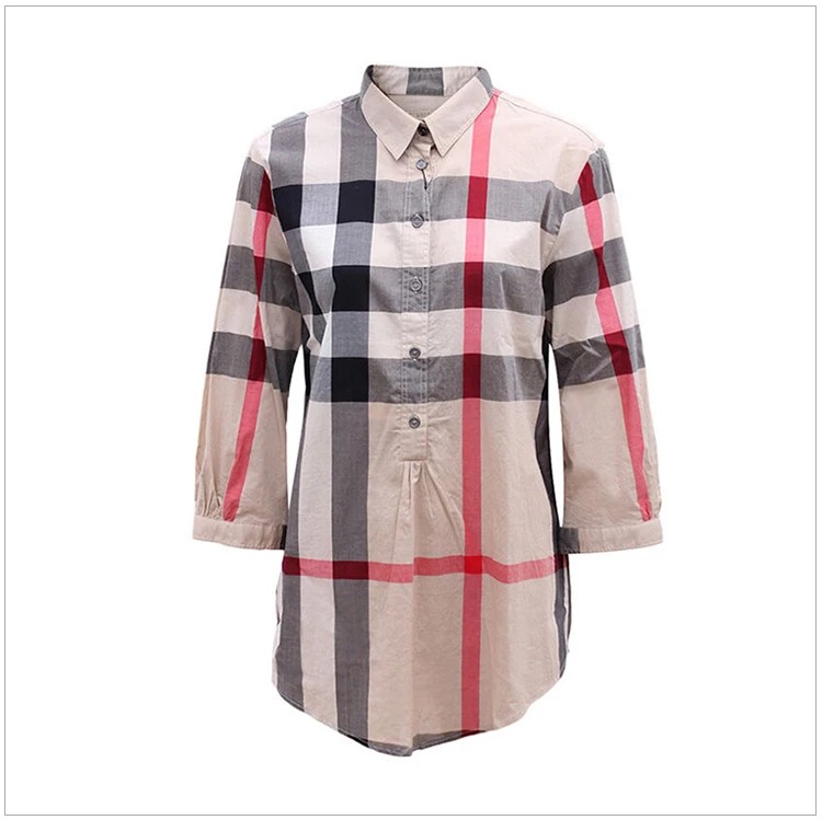 商品[国内直发] Burberry|Burberry 博柏利 格纹拼色棉质宽松式衬衫 3789006,价格¥2588,第17张图片详细描述