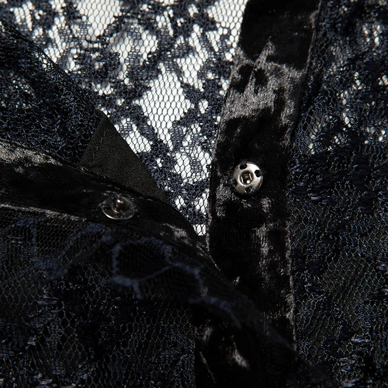 商品[国内直发] Sandro|SANDRO 女士深蓝色聚酯纤维连衣裙 R130082P-BLUE,价格¥595,第5张图片详细描述