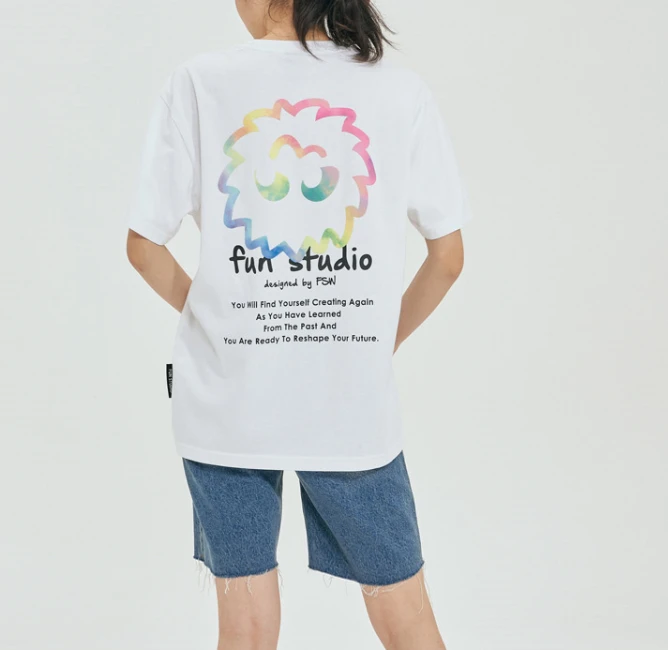 商品Evisu|【享贝家】（国内现货-QD）Evisu 福神 彩色笑脸图案 宽松圆领短袖T恤  男女同款 白色 ET2UTS861WH,价格¥130,第7张图片详细描述