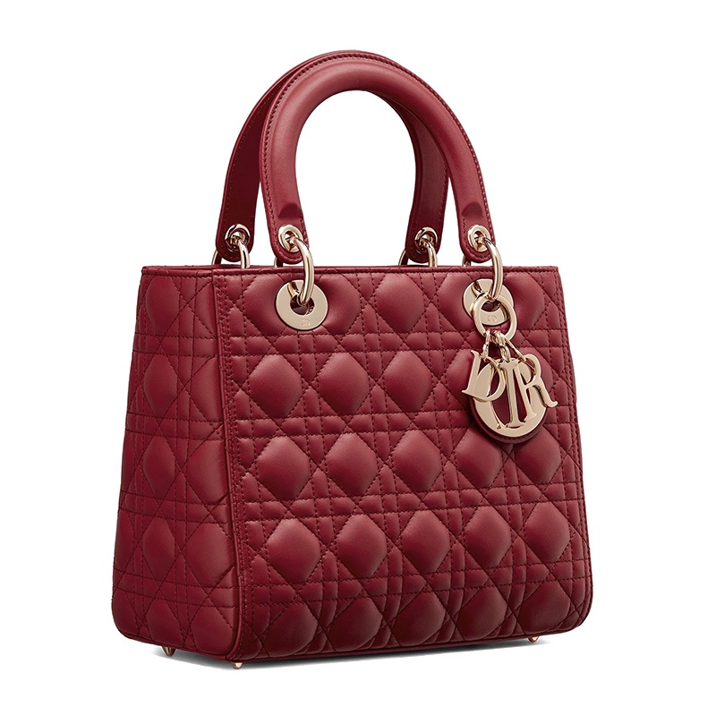商品Dior|DIOR/迪奥 经典款LADY DIOR系列   樱桃红小羊皮中号单肩手提戴妃包,价格¥44303,第3张图片详细描述