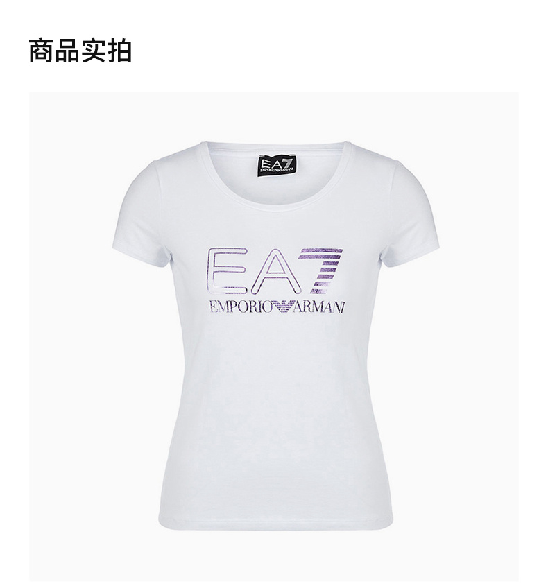商品Emporio Armani|Emporio Armani 安普里奥 阿玛尼 白色女士短袖T恤 3ZTT85-TJ12Z-1100,价格¥506,第6张图片详细描述