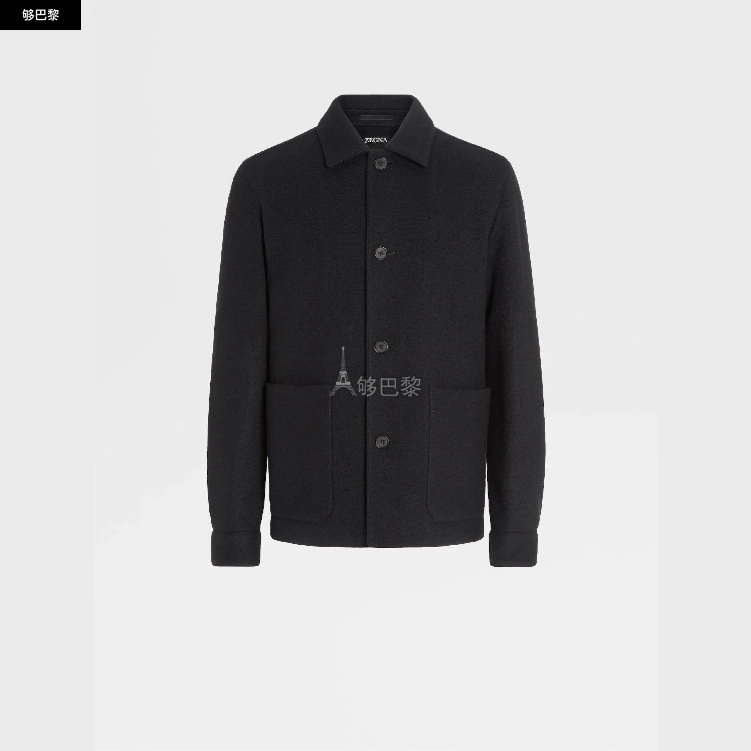 商品Zegna|【预售】 杰尼亚 24秋冬 男士 长袖衬衫 BLACK WOOL AND CASHMERE CHORE JACKET 450074-1DHAQ0,价格¥17954,第3张图片详细描述