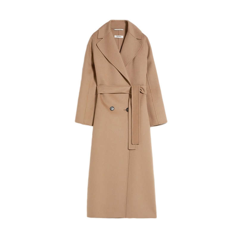 商品Max Mara|【现货】麦丝玛拉 女士驼色初剪羊毛系带双排扣长款大衣9016153906045,价格¥5562,第3张图片详细描述