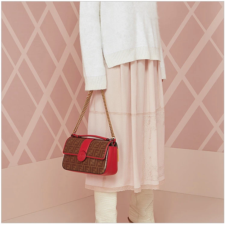 商品[国内直发] Fendi|Fendi 芬迪 女士棕色小牛皮单肩包斜挎包 8BT297-A5MP-F1539,价格¥13705,第8张图片详细描述