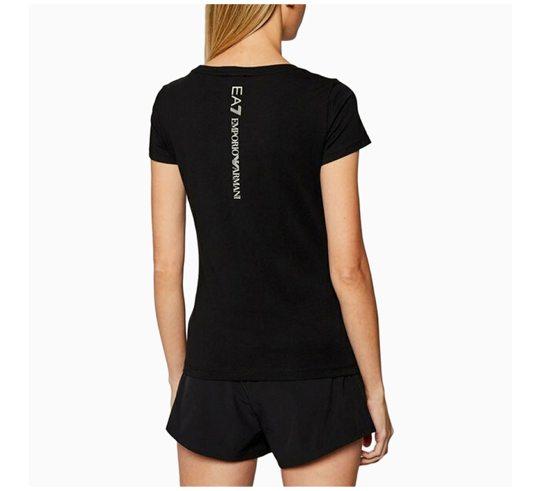 商品Emporio Armani|EMPORIO ARMANI 女士黑色棉质短袖T恤 8NTT63-TJ12Z-0200,价格¥454,第7张图片详细描述
