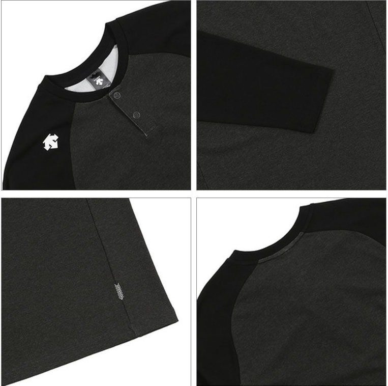 商品DESCENTE|【享贝家】DESCENTE 迪桑特男士棒球衫长袖T恤黑灰色SM321BTL81（现采购商品，下单后12天内发货）,价格¥350,第5张图片详细描述
