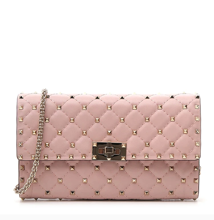 商品[国内直发] Valentino|Valentino 华伦天奴 Rockstud系列19春夏女士羊皮铆钉装饰链条包单肩斜挎包 RW2B0137-NAP-W34,价格¥10030,第4张图片详细描述