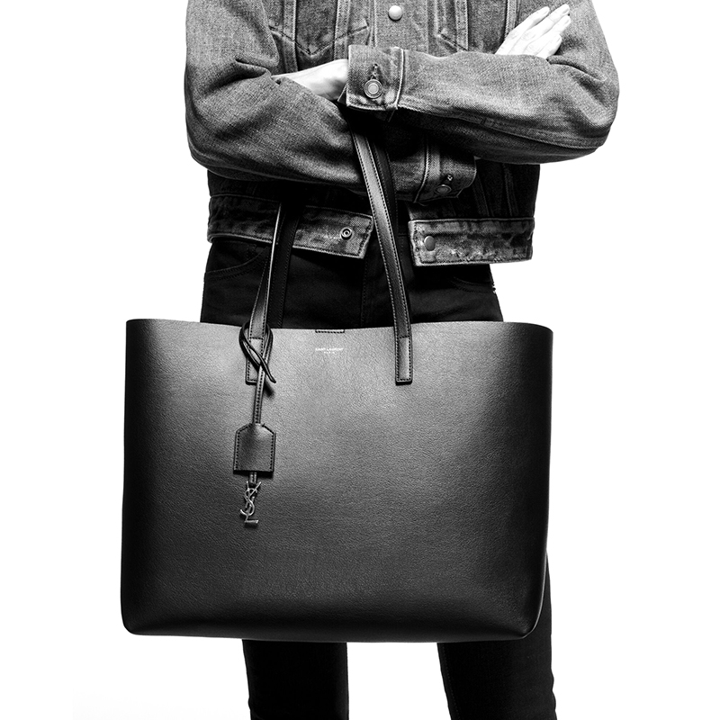 商品Yves Saint Laurent|SAINT LAURENT PARIS/圣罗兰 YSL 初春新款 E/W系列 女士滑面小牛皮购物单肩斜挎手提包,价格¥9298,第8张图片详细描述