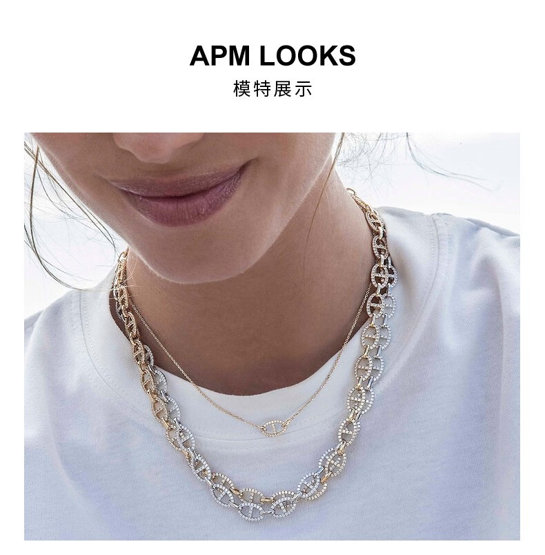 商品apm Monaco|APM Monaco Maille Marine项链高级时尚感金色礼物节日礼物锁骨链色 YC7548OX,价格¥737,第7张图片详细描述